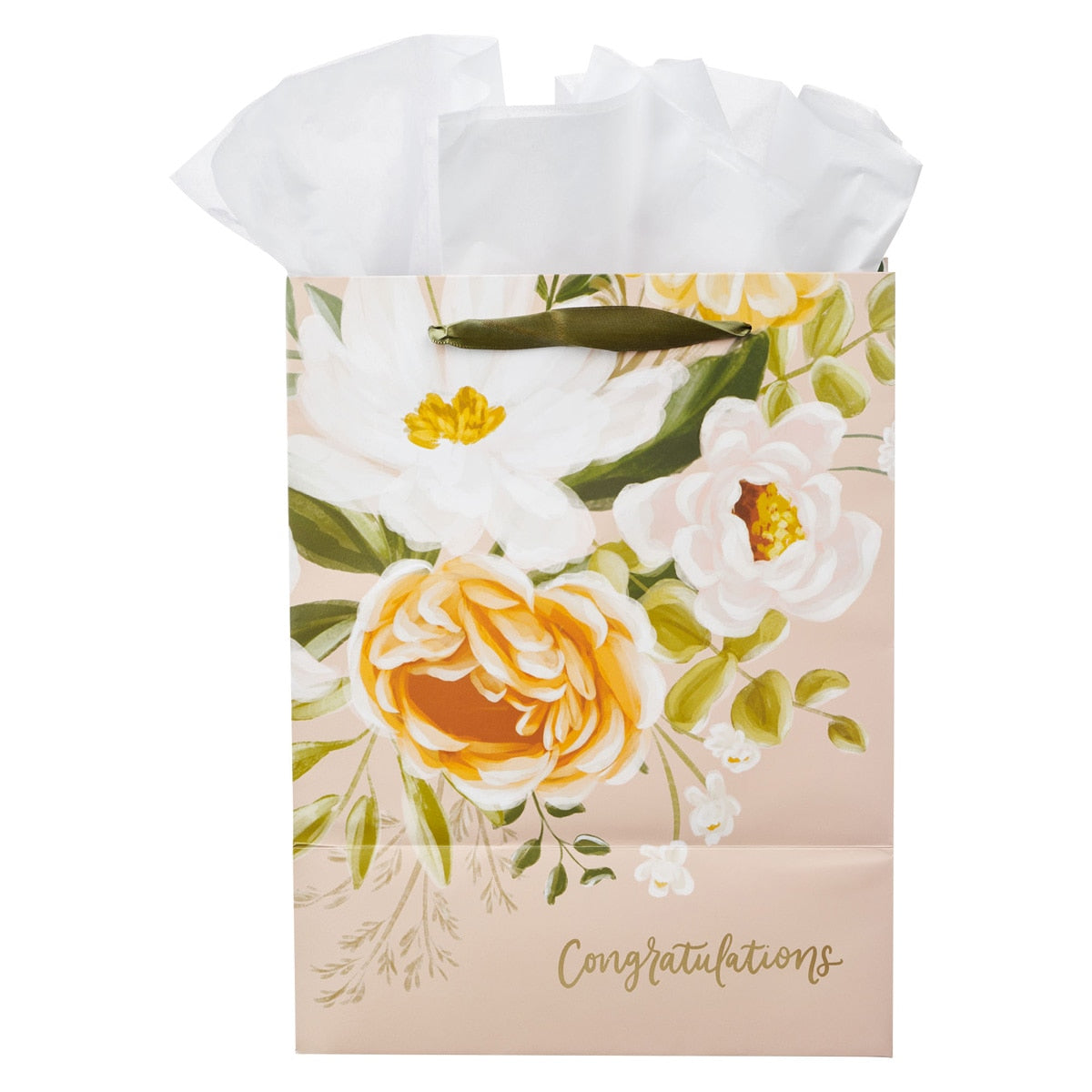Sophia Peach Floral Large Portrait Gift Bag