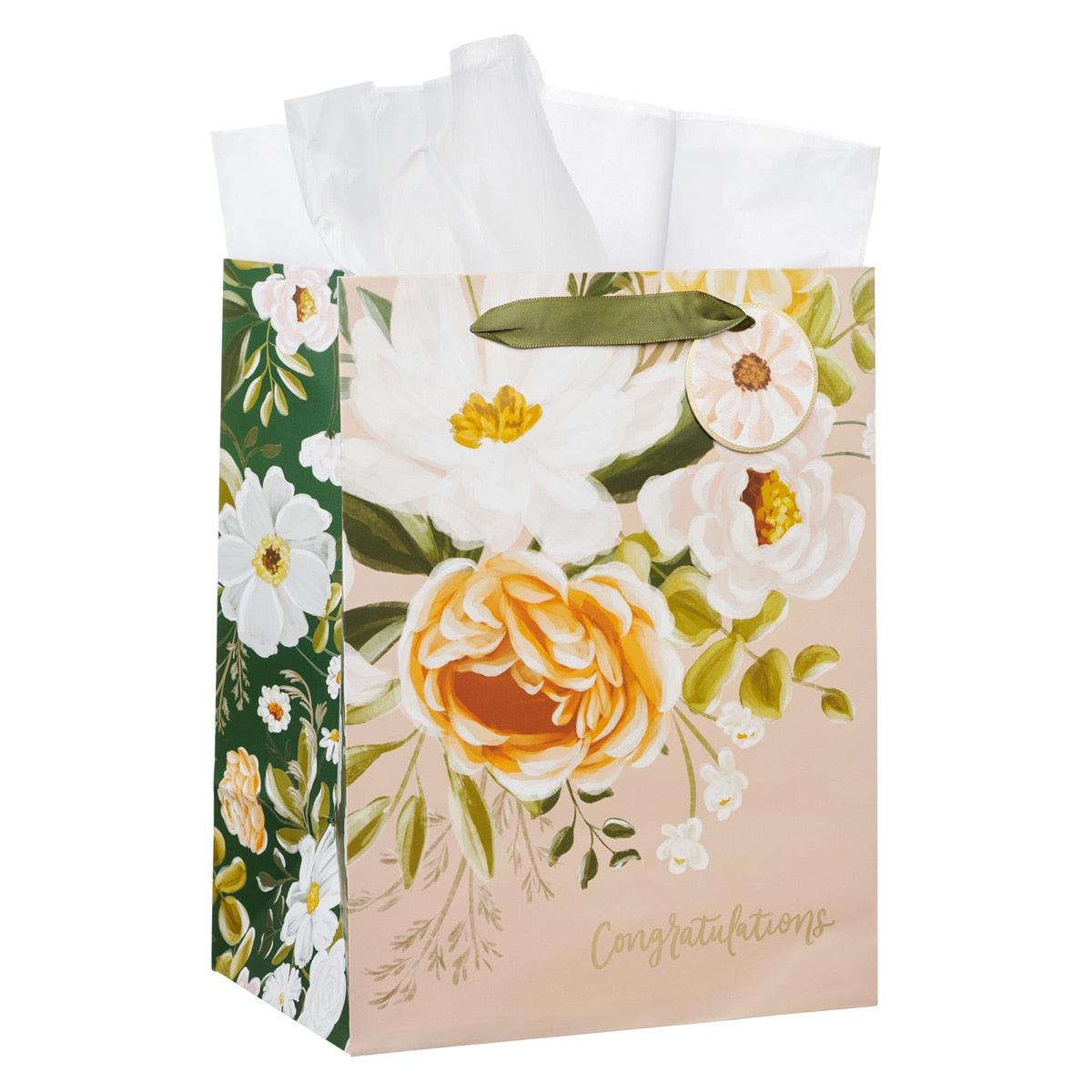 Sophia Peach Floral Large Portrait Gift Bag