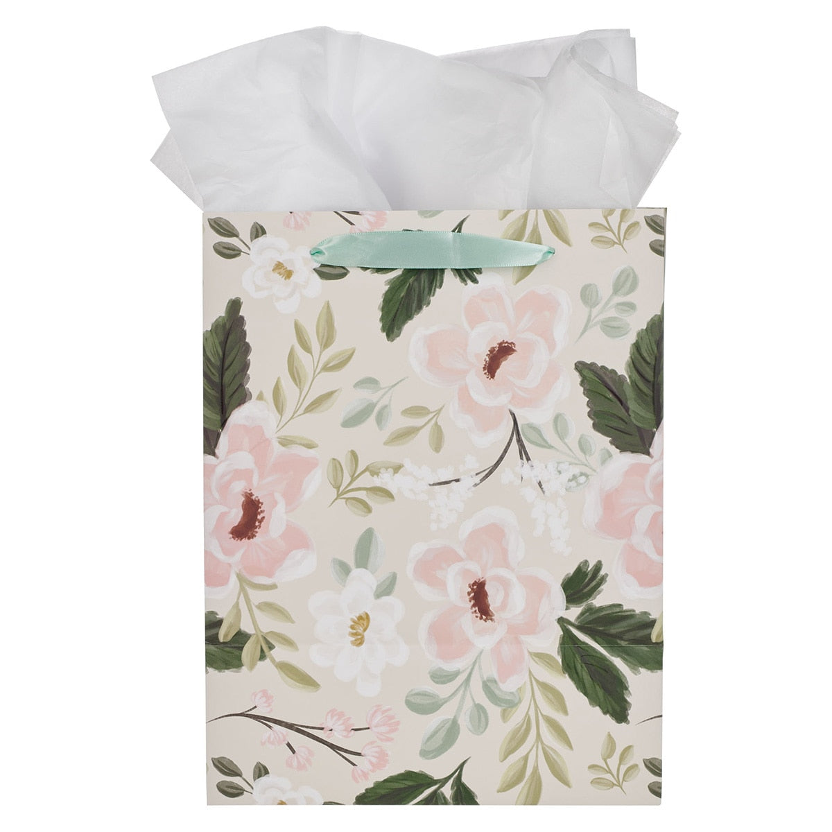 He is Our Peace Green Floral Large Portrait Gift Bag - Ephesians 2:14