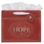 Hope Red Filigree Large Landscape Gift Bag - Romans 15:13