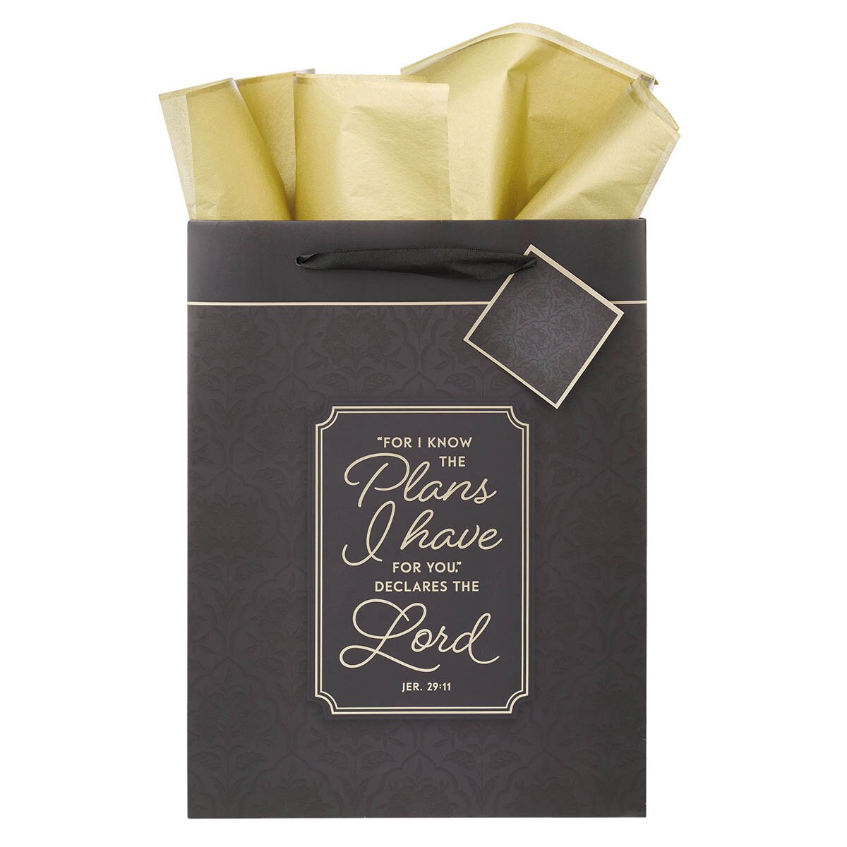 I Know the Plans Graphite Gray Large Portrait Gift Bag - Jeremiah 29:11
