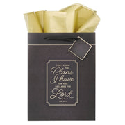 I Know the Plans Graphite Gray Large Portrait Gift Bag - Jeremiah 29:11