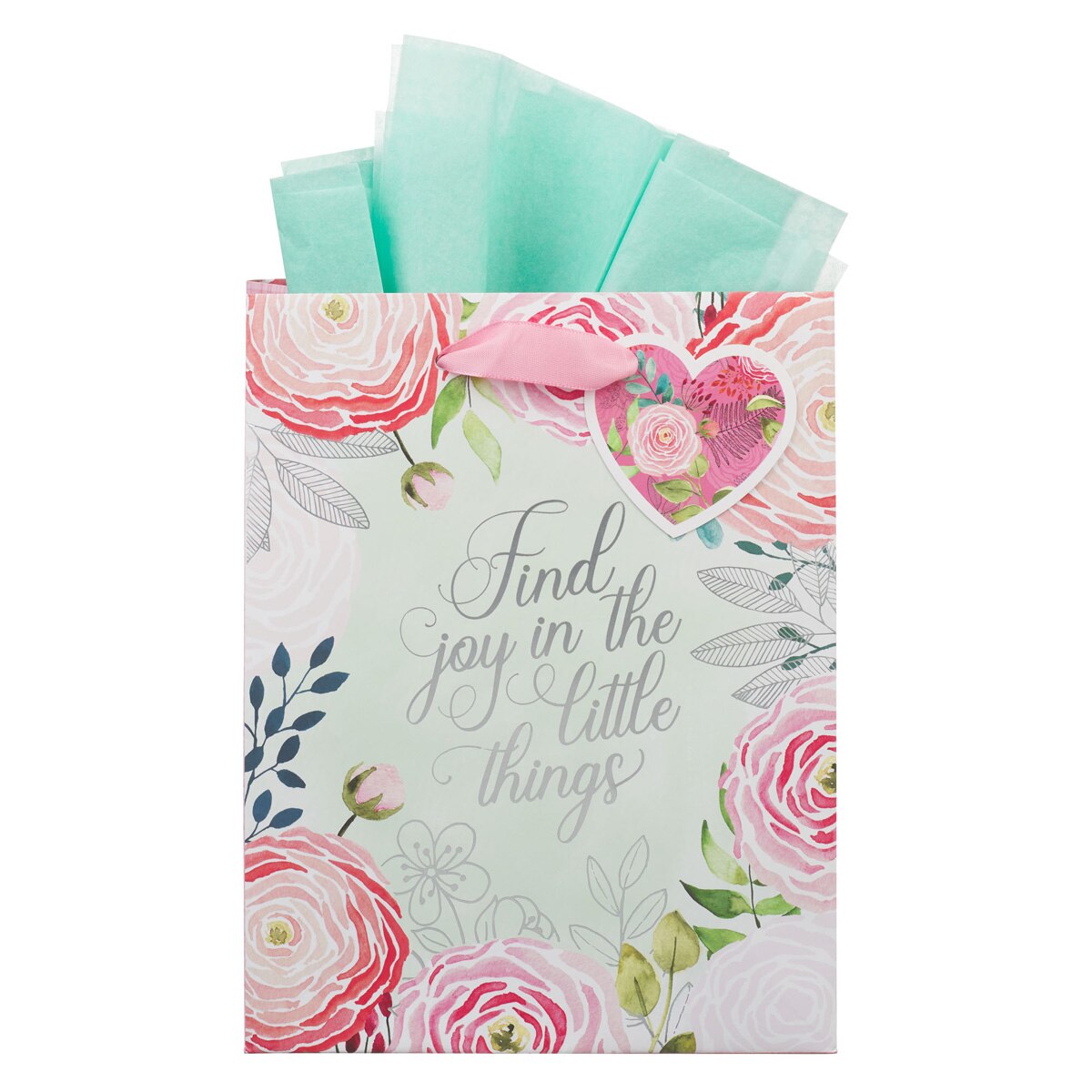 A Grateful Heart Pink Floral Medium Gift Bag 
