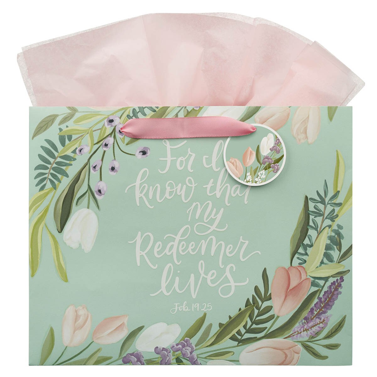 My Redeemer Lives Mint Meadow Large Landscape Gift Bag - Job 19:25