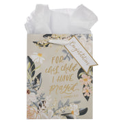 For This Child I Have Prayed Tan Floral Medium Gift Bag - 1 Samuel 1:27