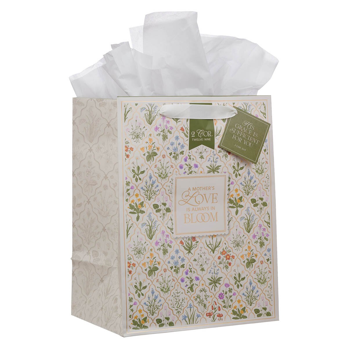 Always in Bloom Large Portrait Gift Bag - 2 Corinthians 12:9