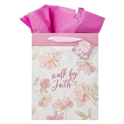 Walk by Faith Pink Cosmos Large Portrait Gift Bag - 2 Corinthians 5:7