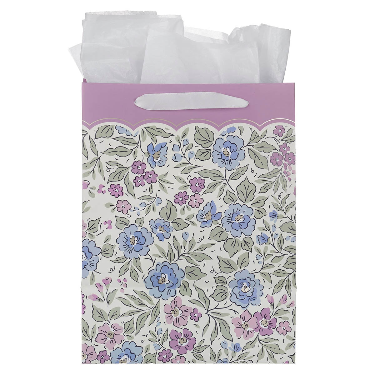 Be Still and Know Blue Floral Large Portrait Gift Bag - Psalm 46:10