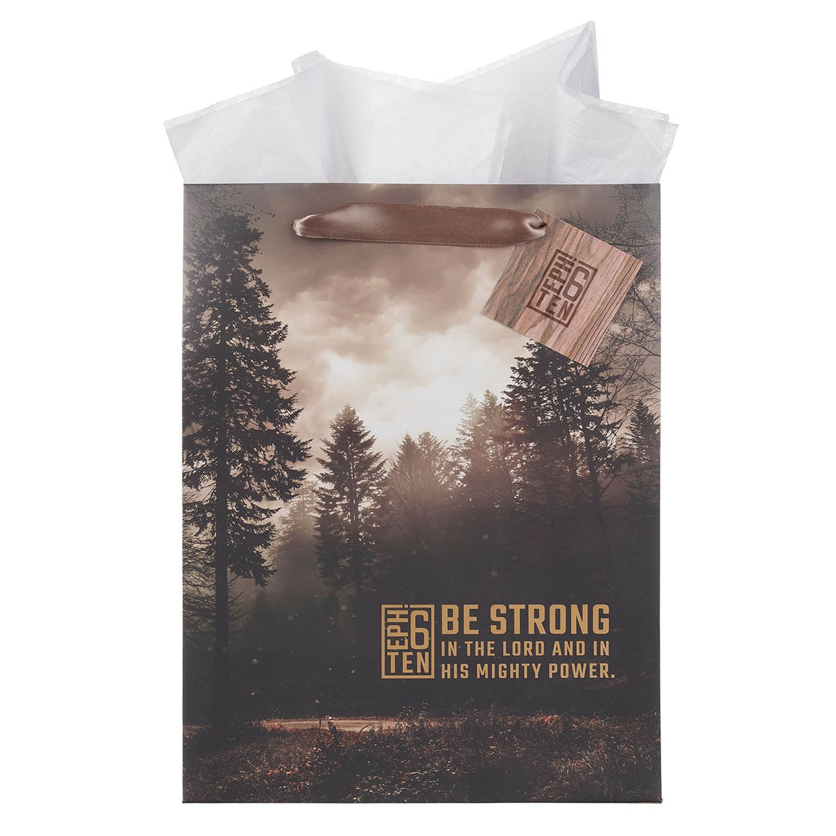 Be Strong in the Lord Woodland Large Portrait Gift Bag - Ephesians 6:10