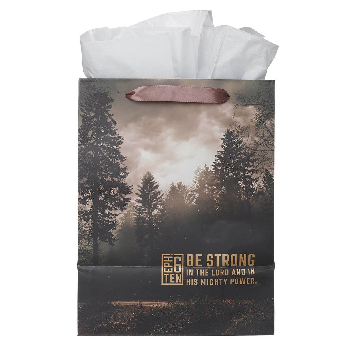 Be Strong in the Lord Woodland Large Portrait Gift Bag - Ephesians 6:10