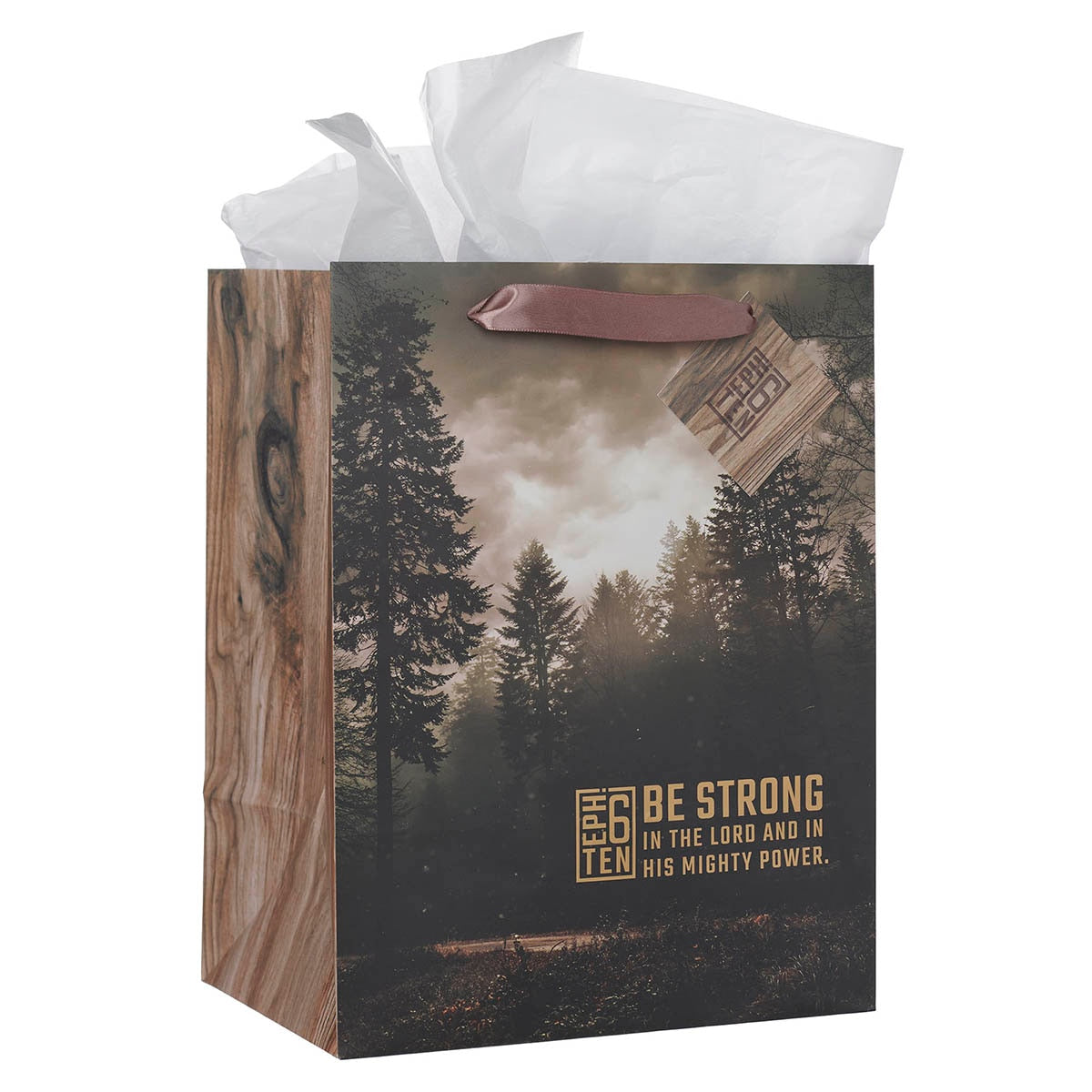 Be Strong in the Lord Woodland Large Portrait Gift Bag - Ephesians 6:10
