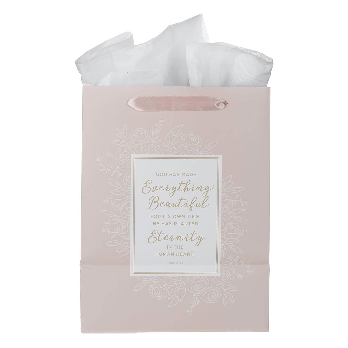 Everything Beautiful Blush Pink Large Portrait Gift Bag - Ecclesiastes 3:11