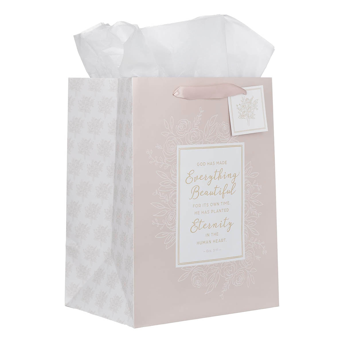 Everything Beautiful Blush Pink Large Portrait Gift Bag - Ecclesiastes 3:11