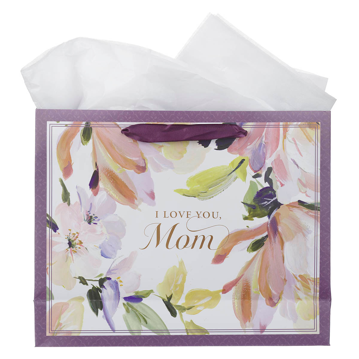 I Love You Mom Purple Foral Large Landscape Gift Bag