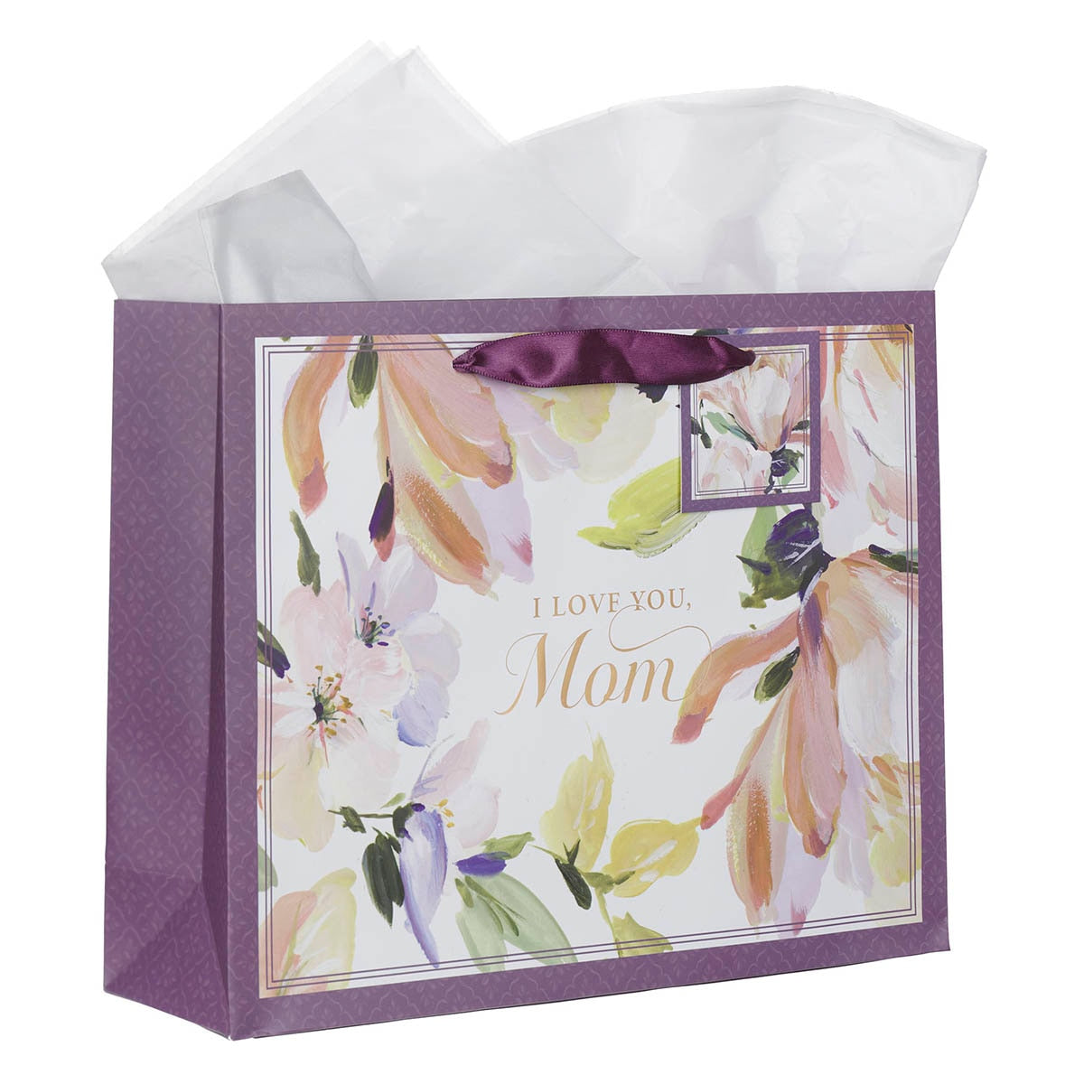 I Love You Mom Purple Foral Large Landscape Gift Bag