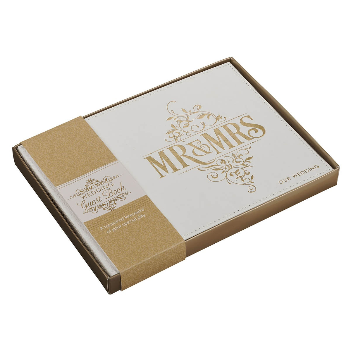 White Lace Mr. & Mrs. Wedding Guest Book