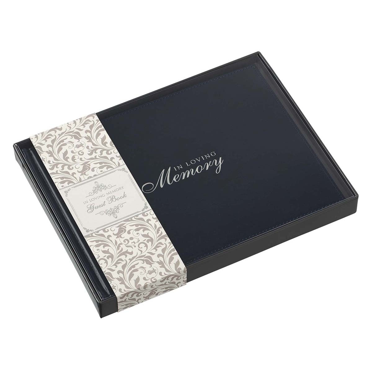 In Loving Memory Navy Faux Leather Medium Guest Book