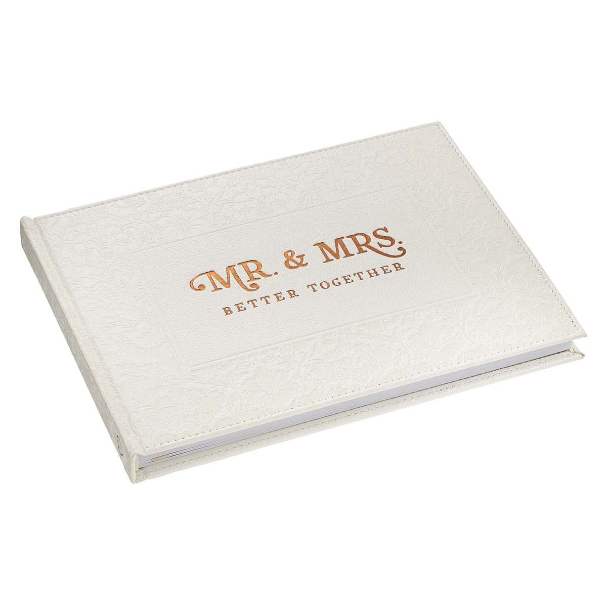 Mr. & Mrs. Medium White Faux Leather Wedding Guest Book