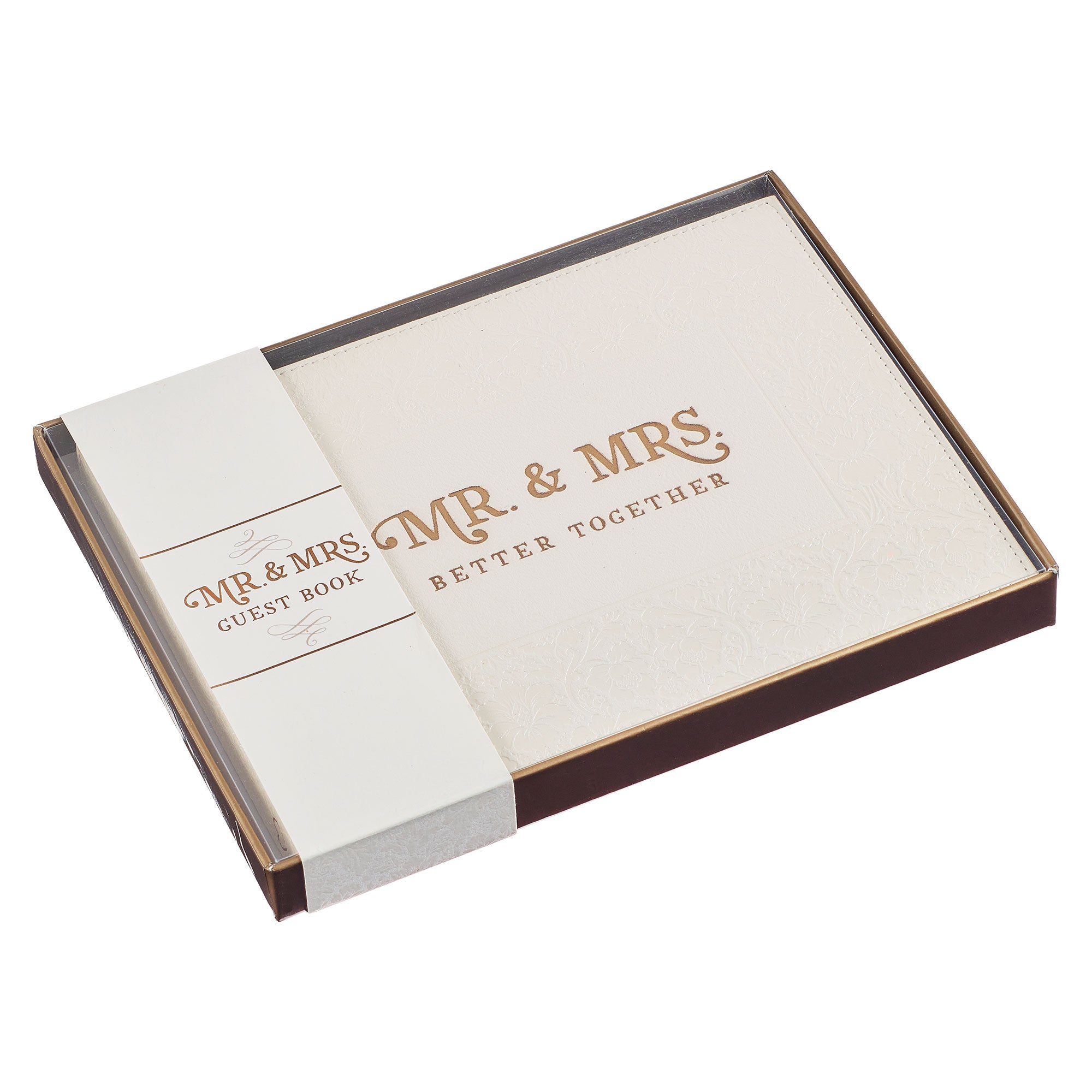Mr. & Mrs. Medium White Faux Leather Wedding Guest Book