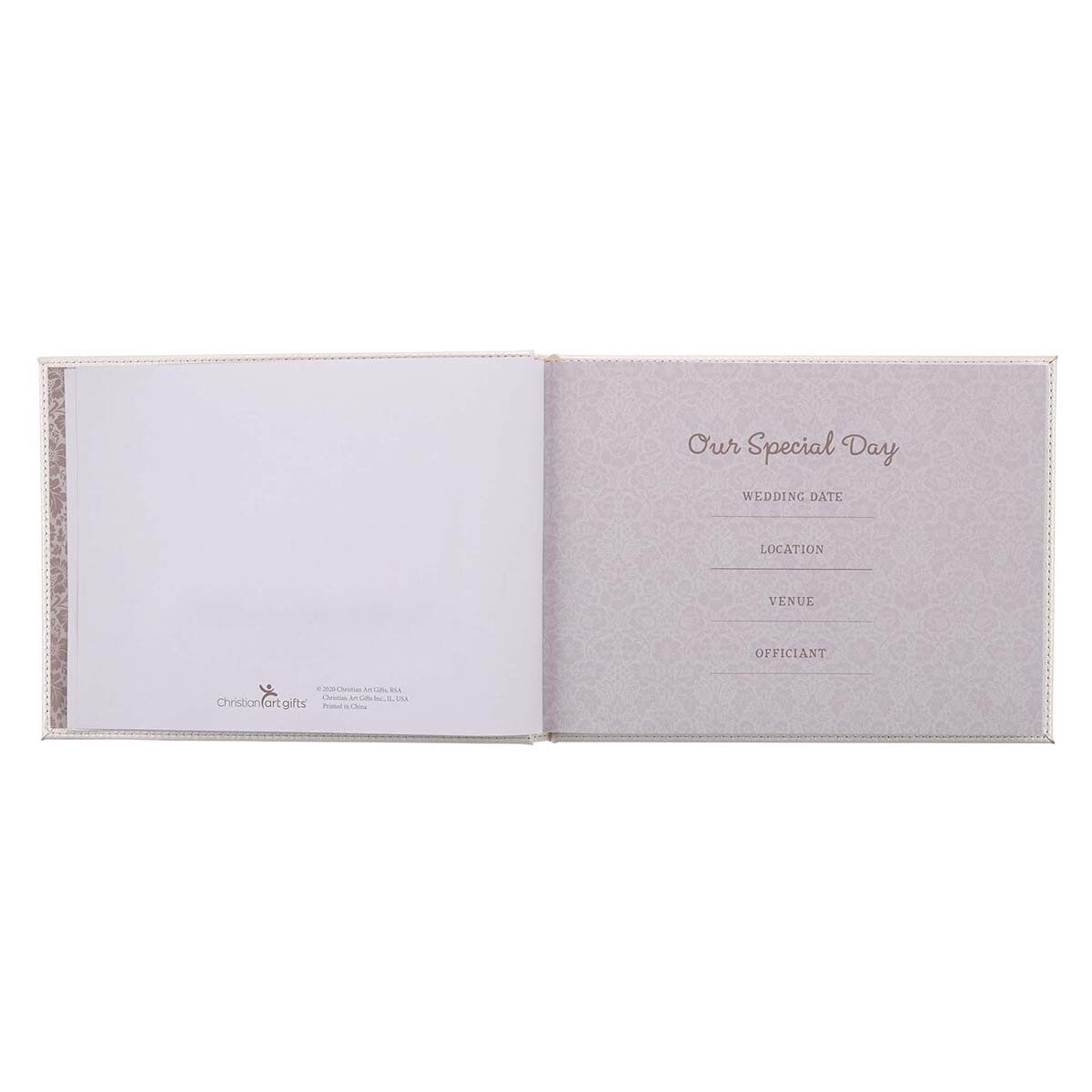 Mr. & Mrs. Medium White Faux Leather Wedding Guest Book