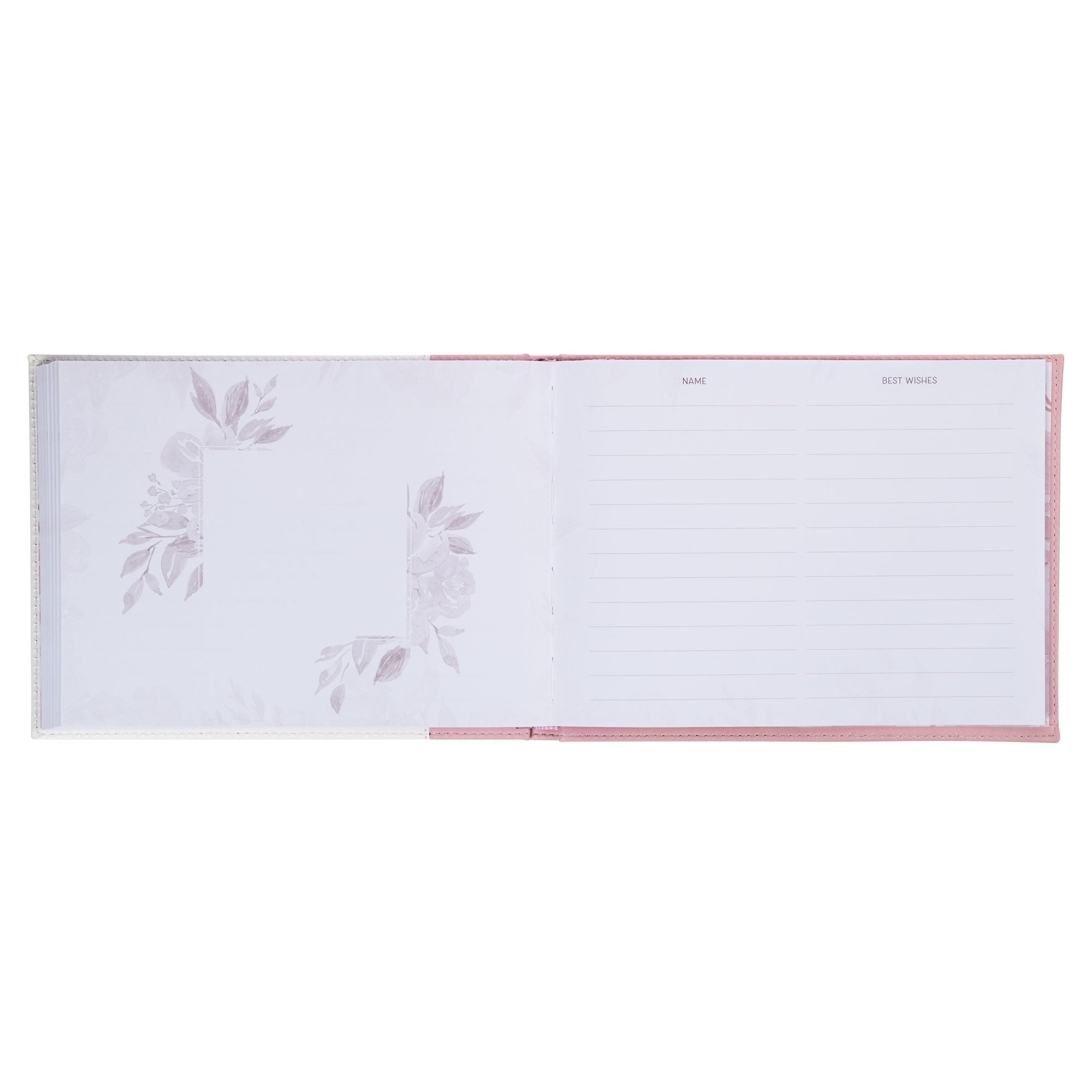 Pink Floral Mr. & Mrs. Medium Faux Leather  Wedding Guest Book  - 1 John 4:19