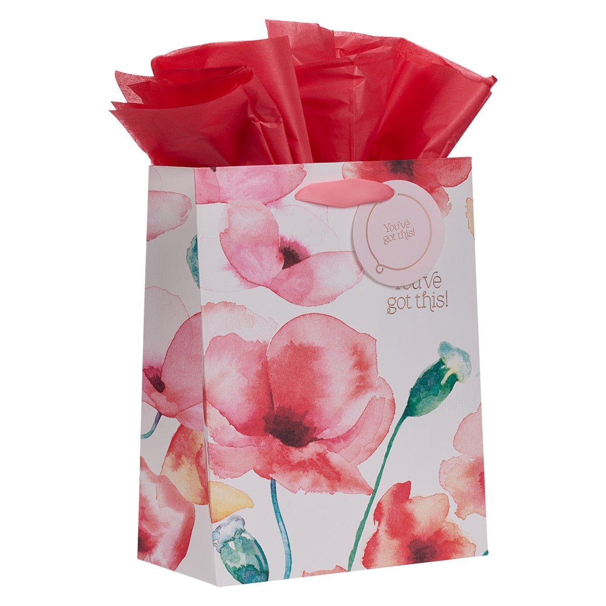 You've Got This Coral Poppies Medium Gift Bag