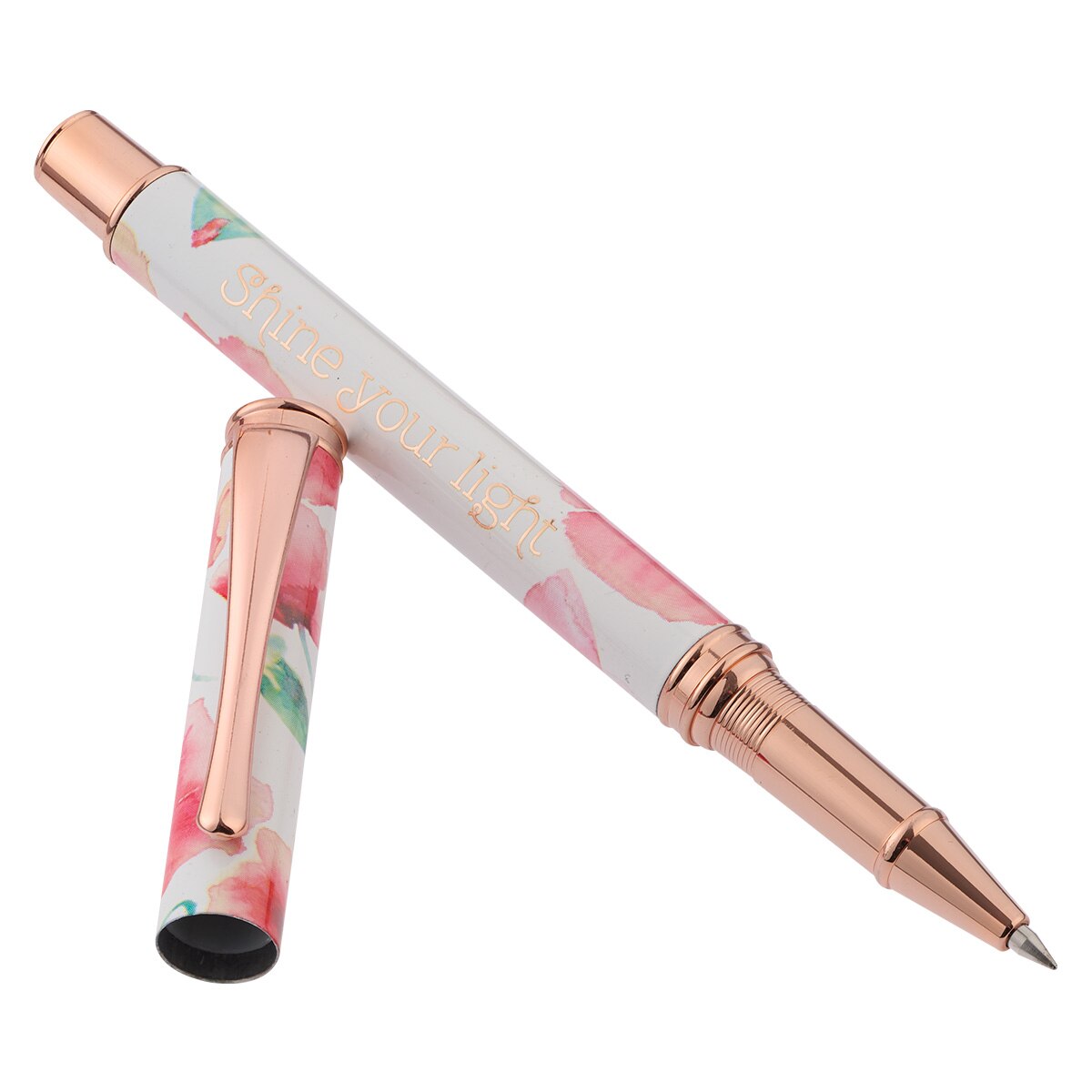 Shine Your Light Coral Poppies Gift Pen