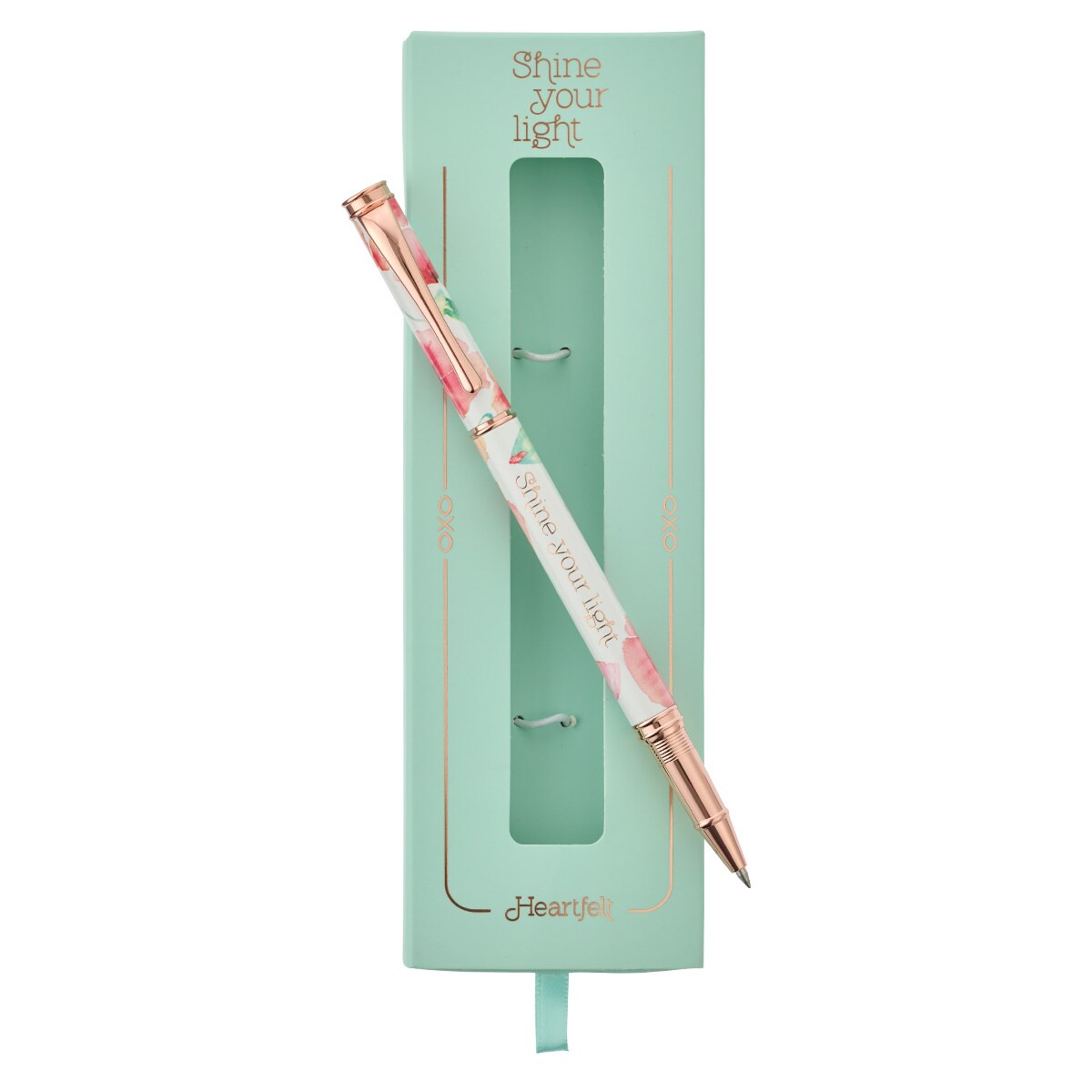 Shine Your Light Coral Poppies Gift Pen