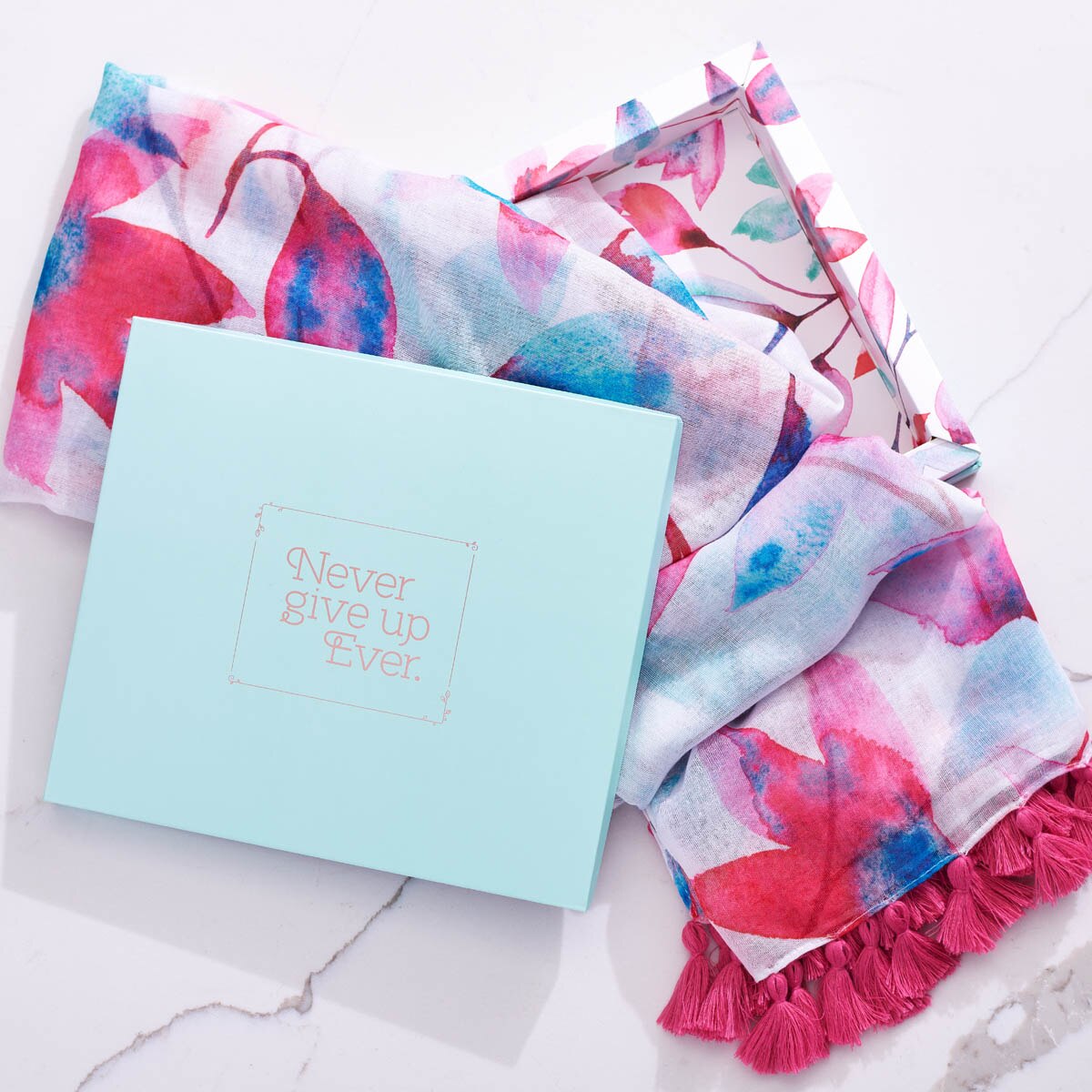 Never Give Up Pink Petals Scarf