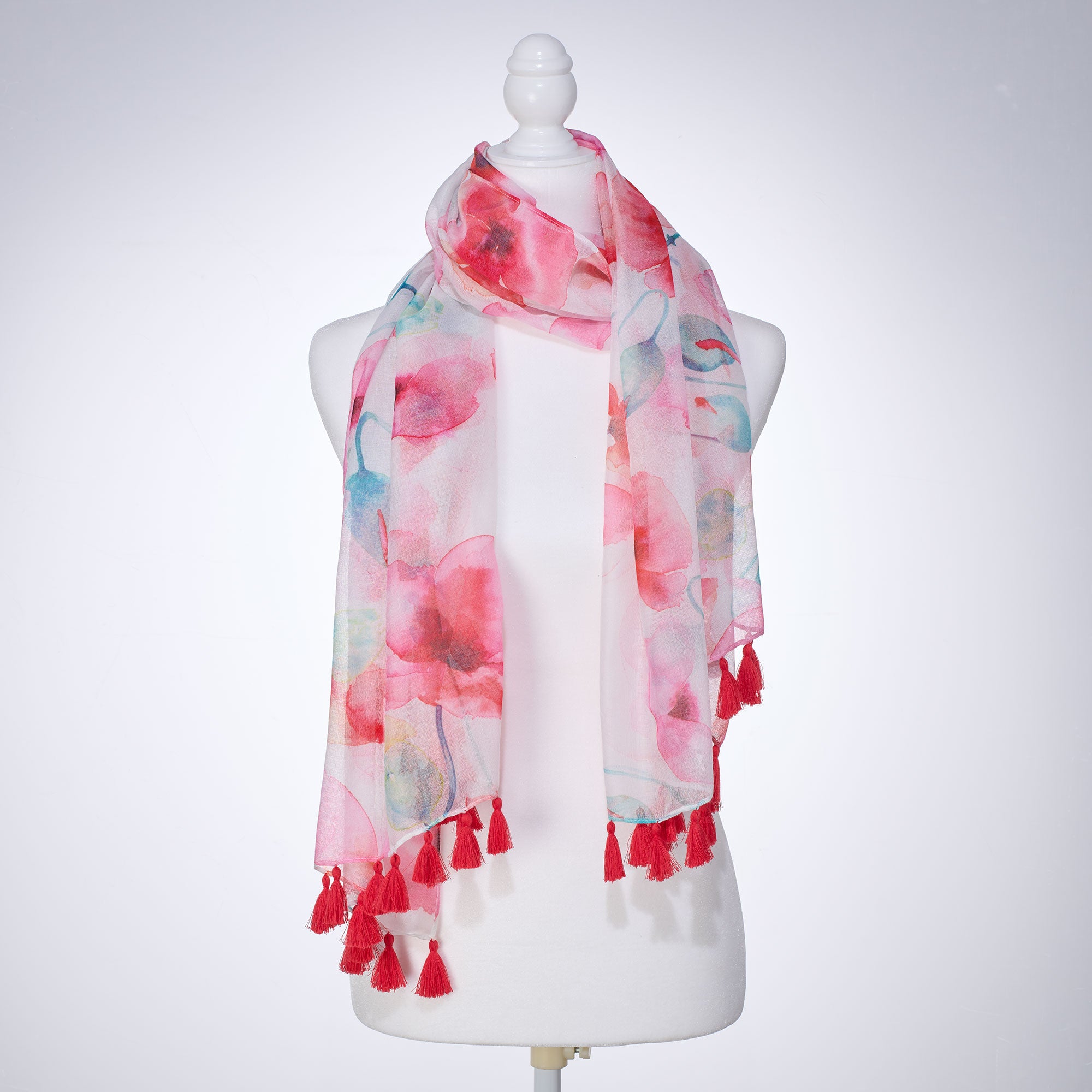 Cherish Every Moment Coral Poppies Scarf