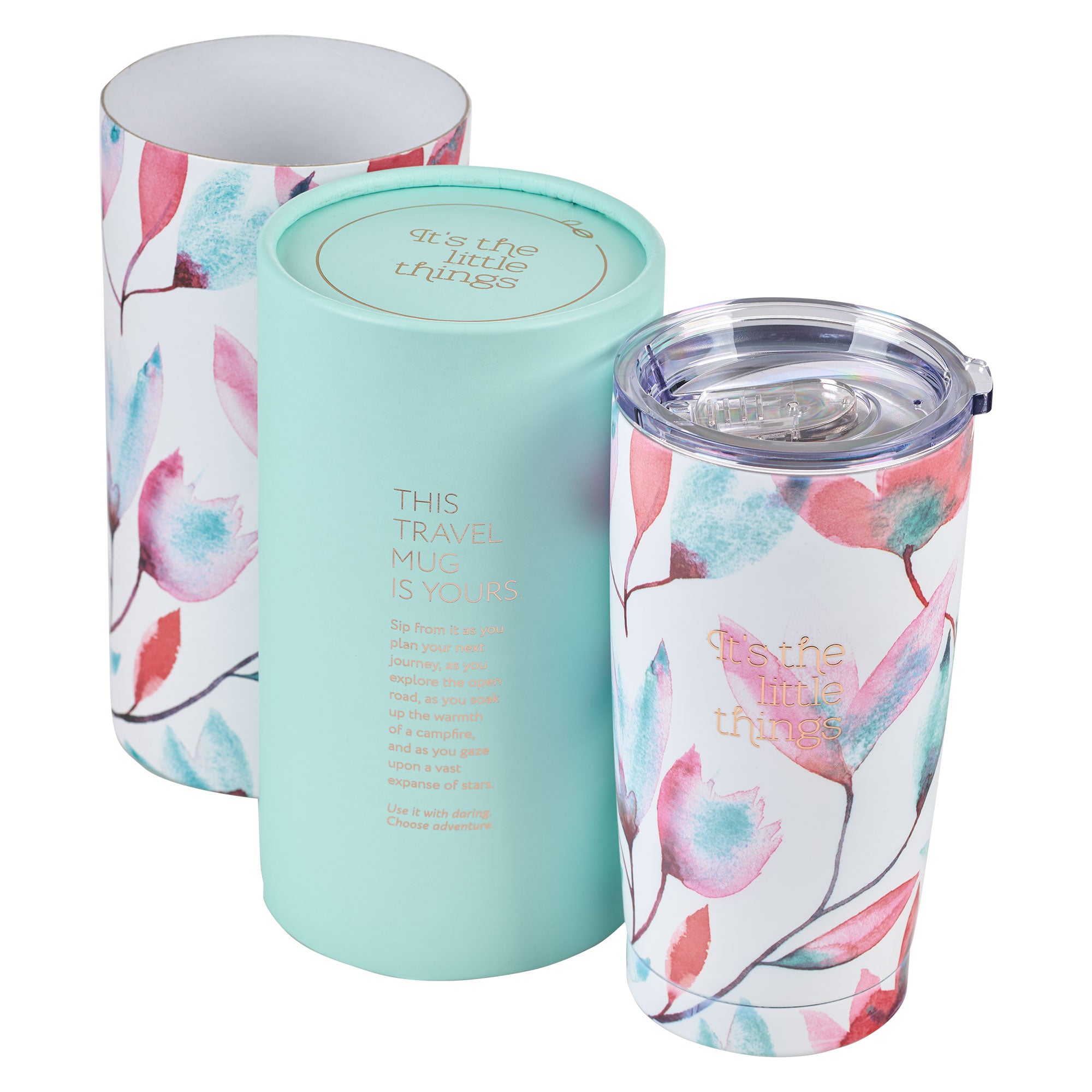 It's The Little Things Pink Petals Stainless Steel Travel Mug