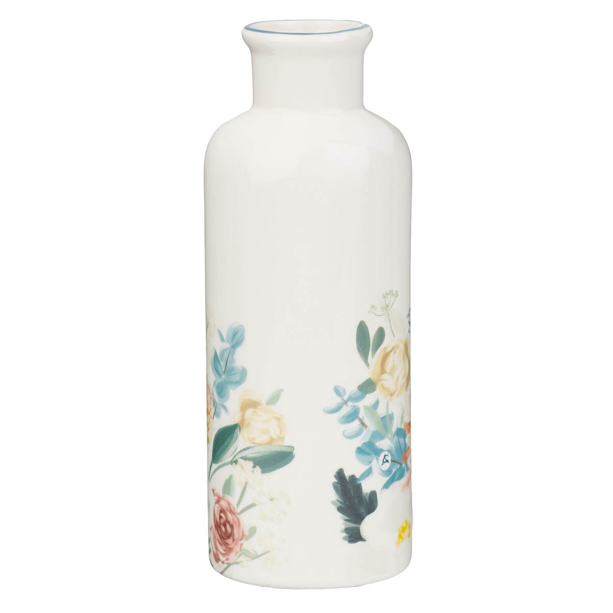 God Has Not Given Us a Spirit of Fear Teal Floral Ceramic Table Vase - Timothy 1:7