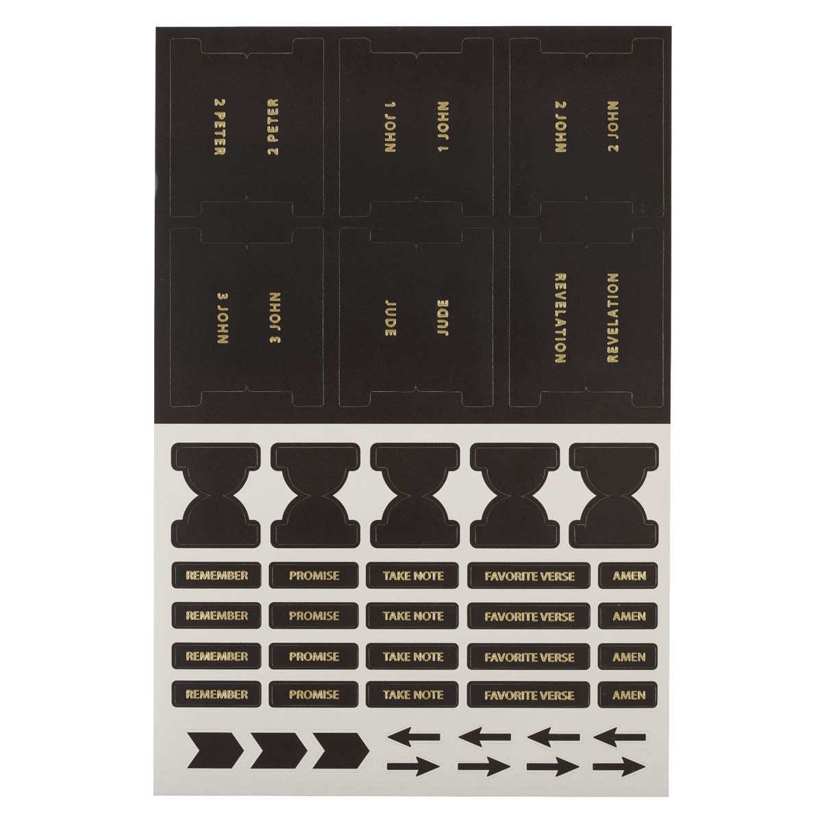 Black and Gold Peel-and-Stick Bible Indexing Tabs