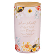 She Shall Rejoice Ceramic Gratitude Jar - Proverbs 31:25