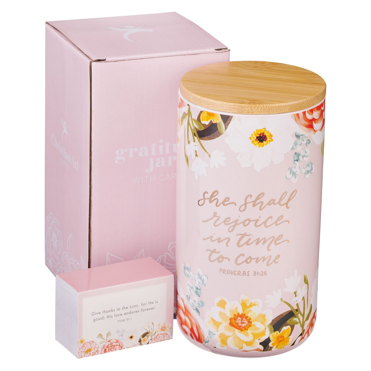 She Shall Rejoice Ceramic Gratitude Jar - Proverbs 31:25