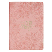 Be Still and Know Pink Floral Faux Leather Classic Journal - Psalm 46:10