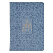 Strength and Dignity Blue Cottage Garden Faux Leather Classic Journal - Proverbs 31:25