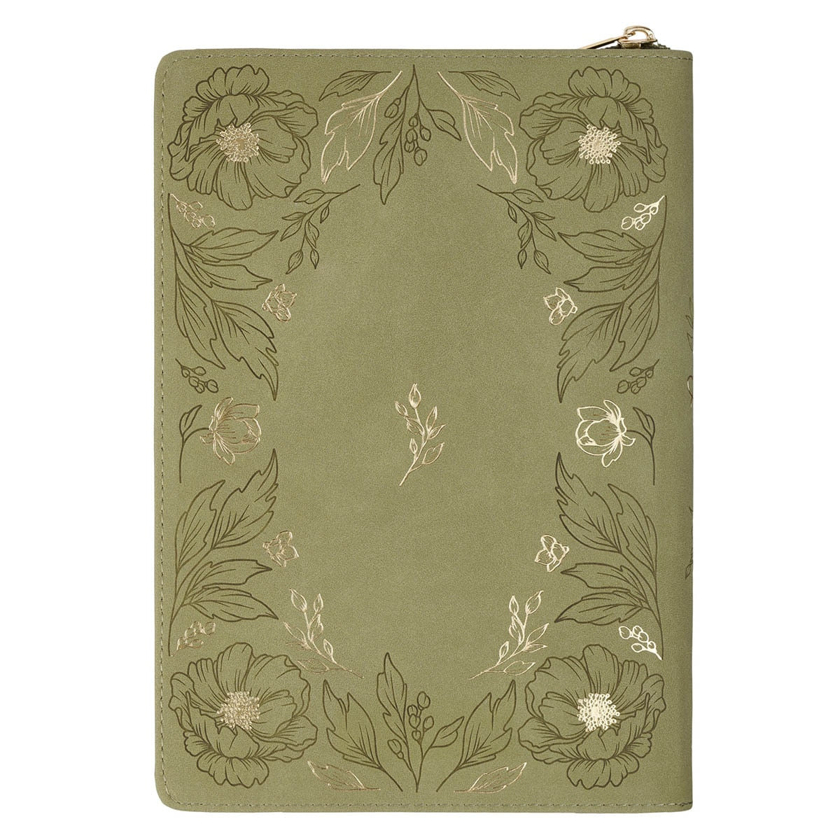 All Things Green Floral Faux Leather Classic Journal with Zipper Closure - Philippians 4:13