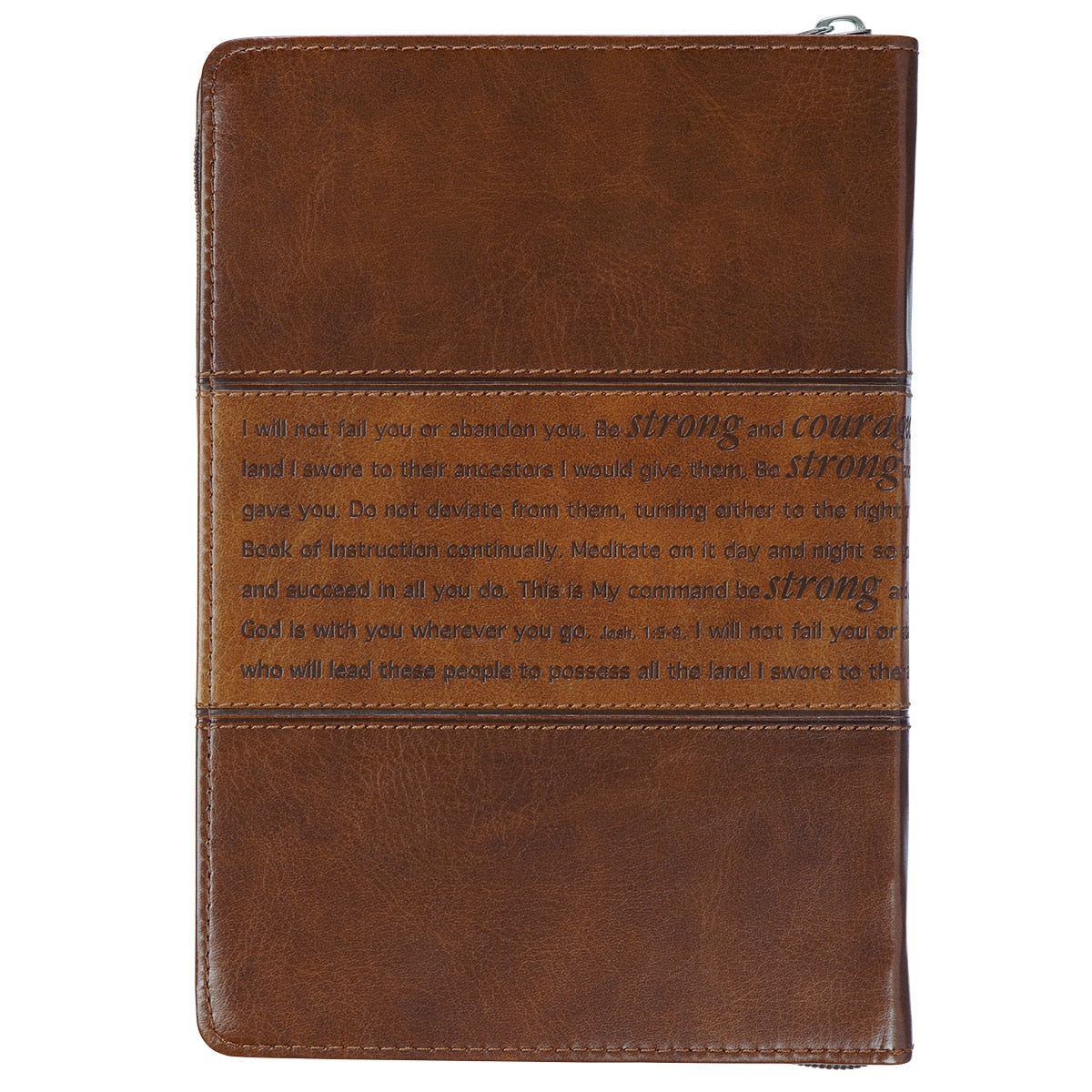 Strong and Courageous Zippered Classic LuxLeather Journal - Joshua 1:5-7