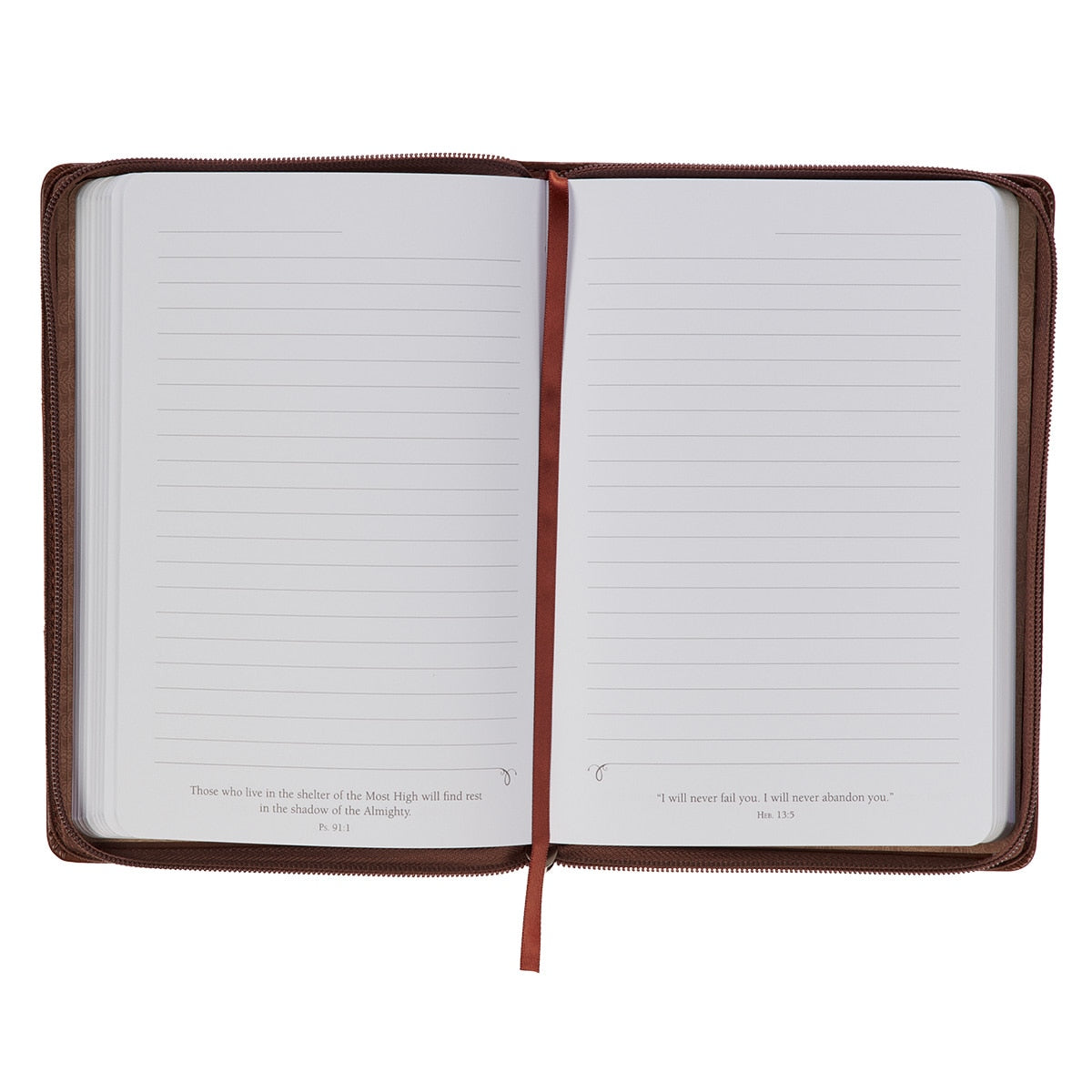 Strong and Courageous Zippered Classic LuxLeather Journal - Joshua 1:5-7