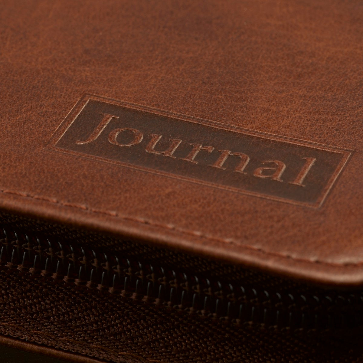 Strong and Courageous Zippered Classic LuxLeather Journal - Joshua 1:5-7