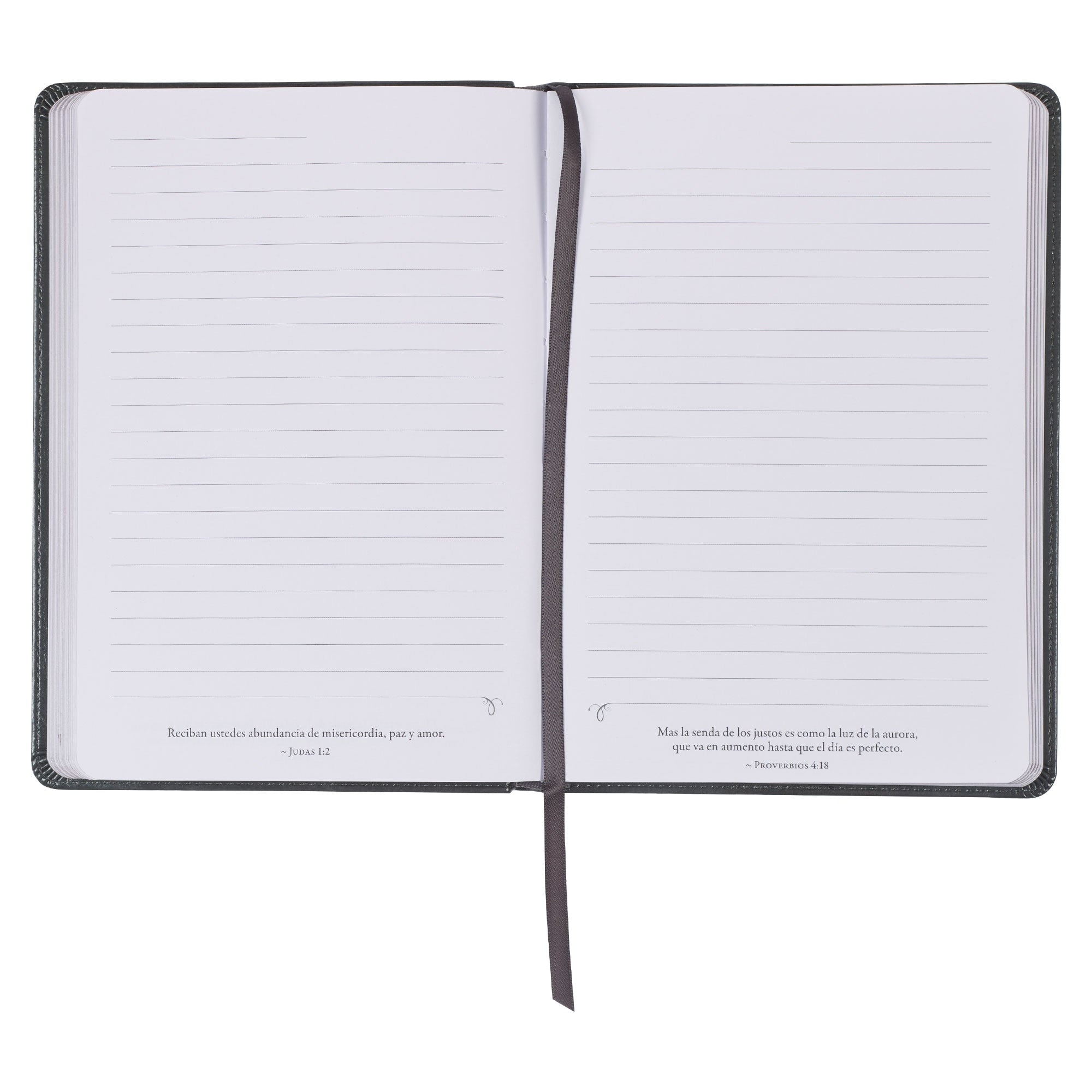 Diario clásico de piel sintética gris con cierre de cremallera «Sé fuerte y valiente» - Josué 1:9