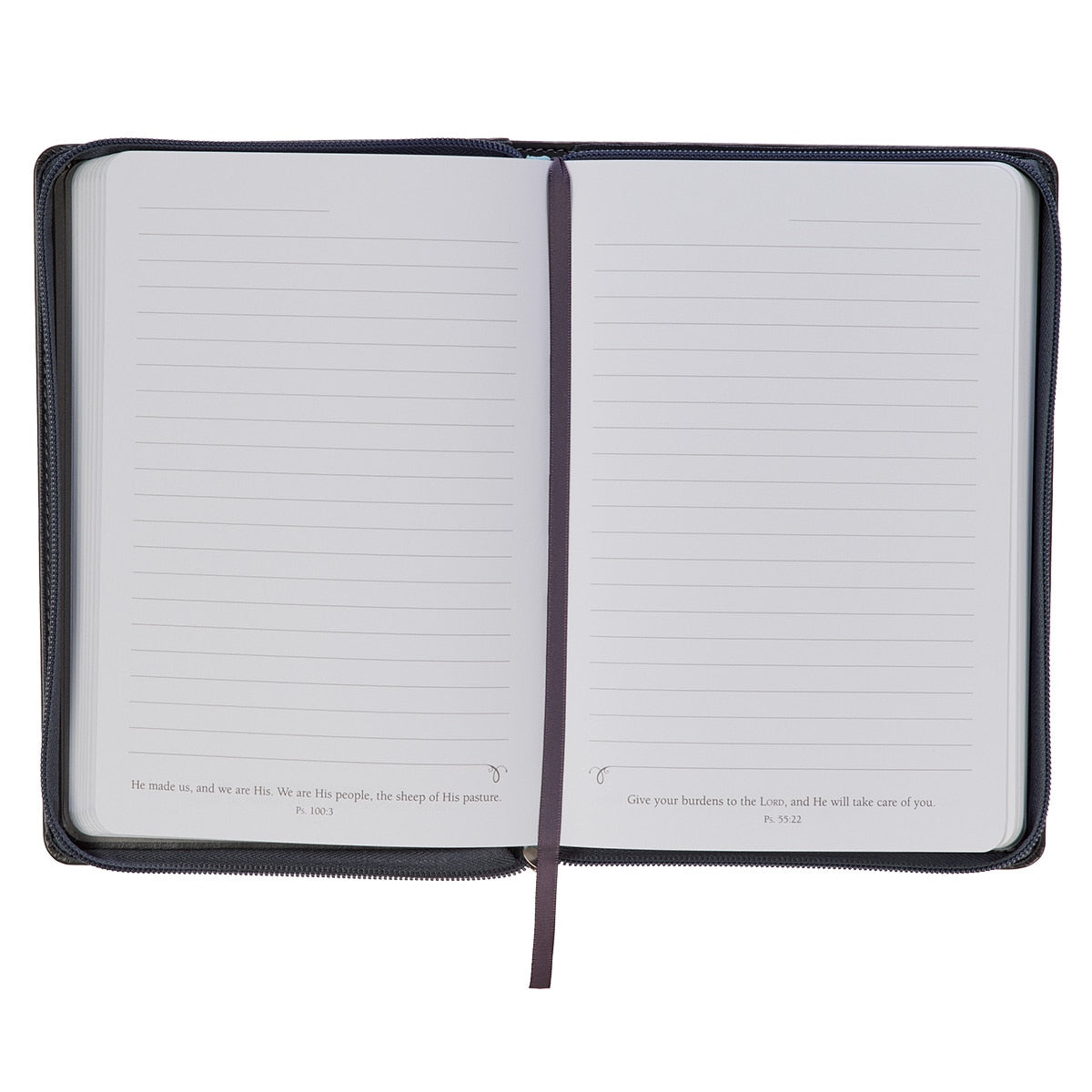 Be Strong and Courageous Classic Gray Faux Leather Journal with Zipper Closure - Joshua 1:9