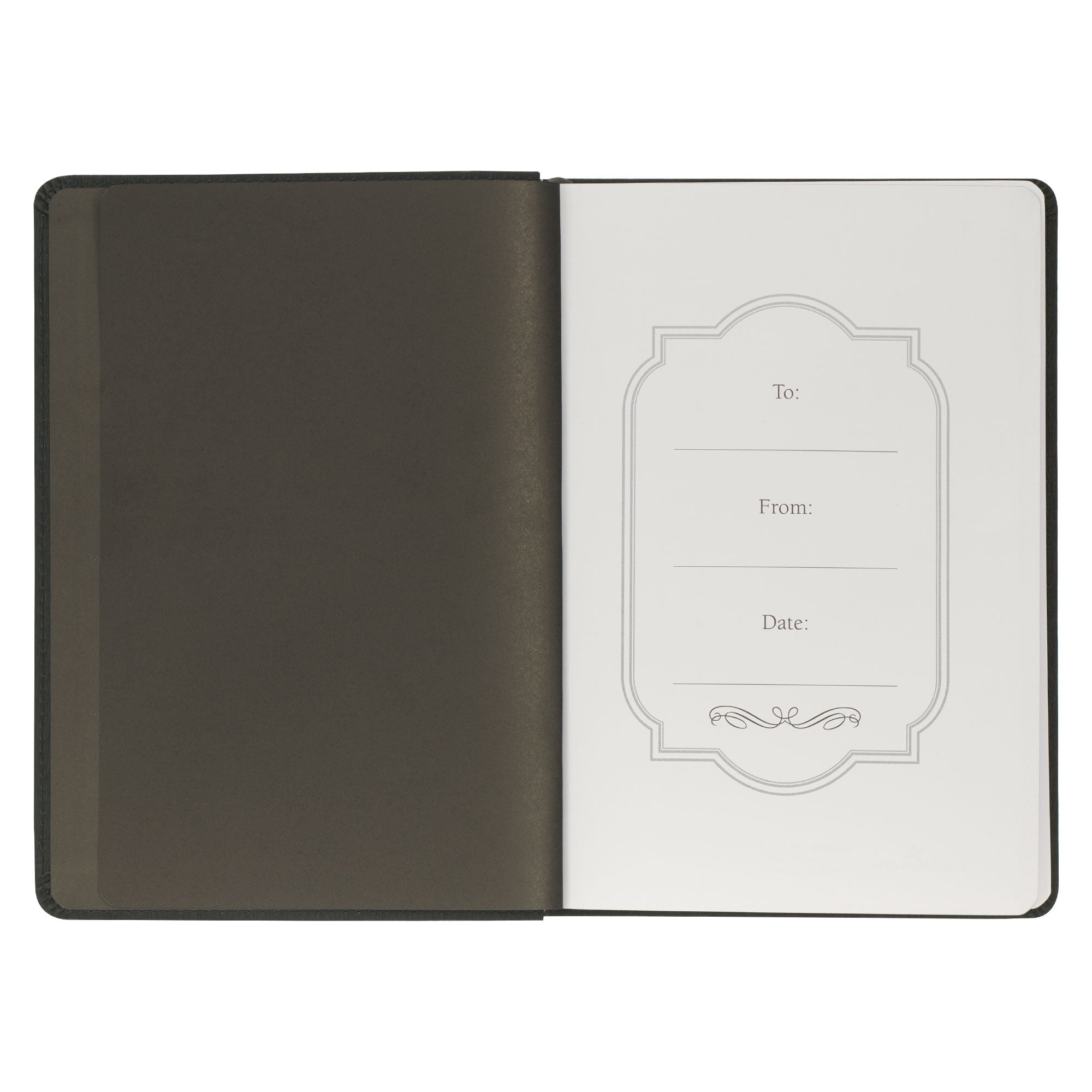 Blessed Charcoal Gray Faux Leather Classic Journal  - Luke 1:45