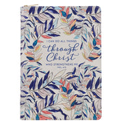 I Can Do All Things Scattered Leaf Faux Leather Classic Journal with Zipped Closure - Philippians 4:13