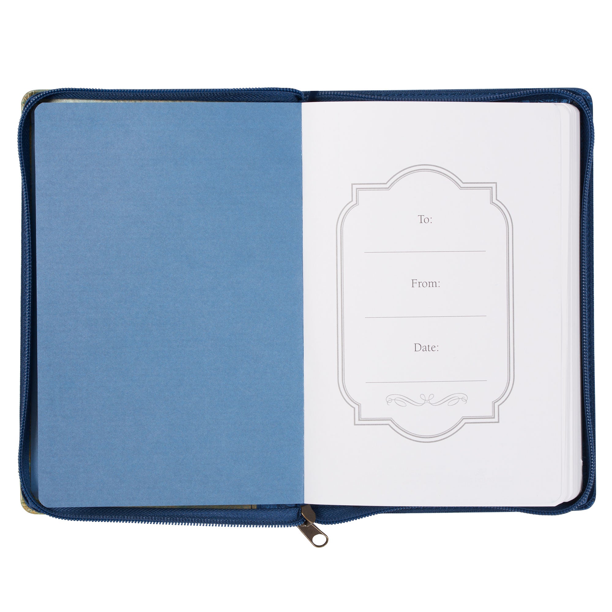 Blessed Peacock Blue Faux Leather Journal with Zipper Closure - Jeremiah 17:7