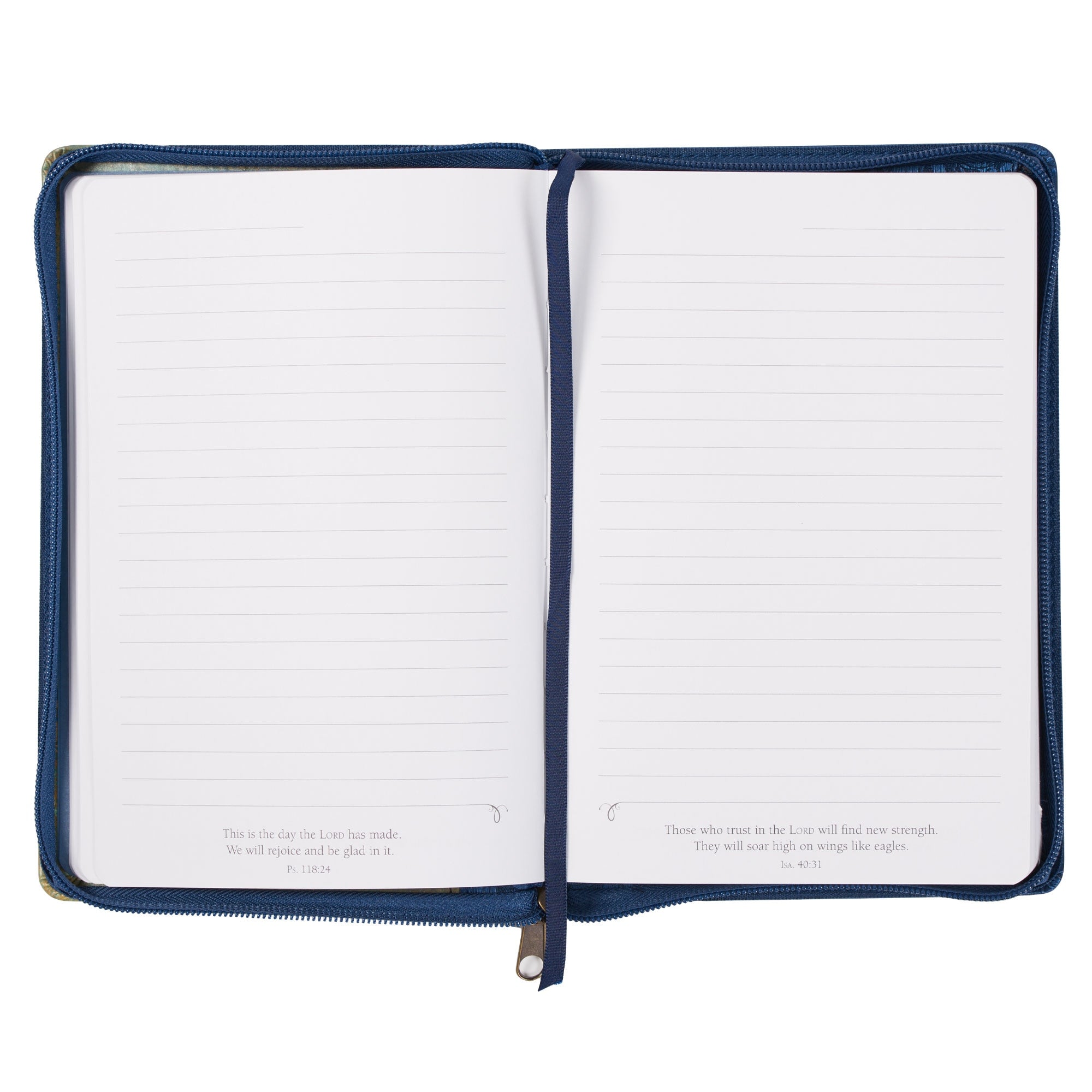 Blessed Peacock Blue Faux Leather Journal with Zipper Closure - Jeremiah 17:7