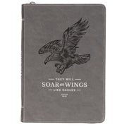 Wings Like Eagles Steel Gray Faux Leather Journal with Zipper Closure - Isaiah 40:31