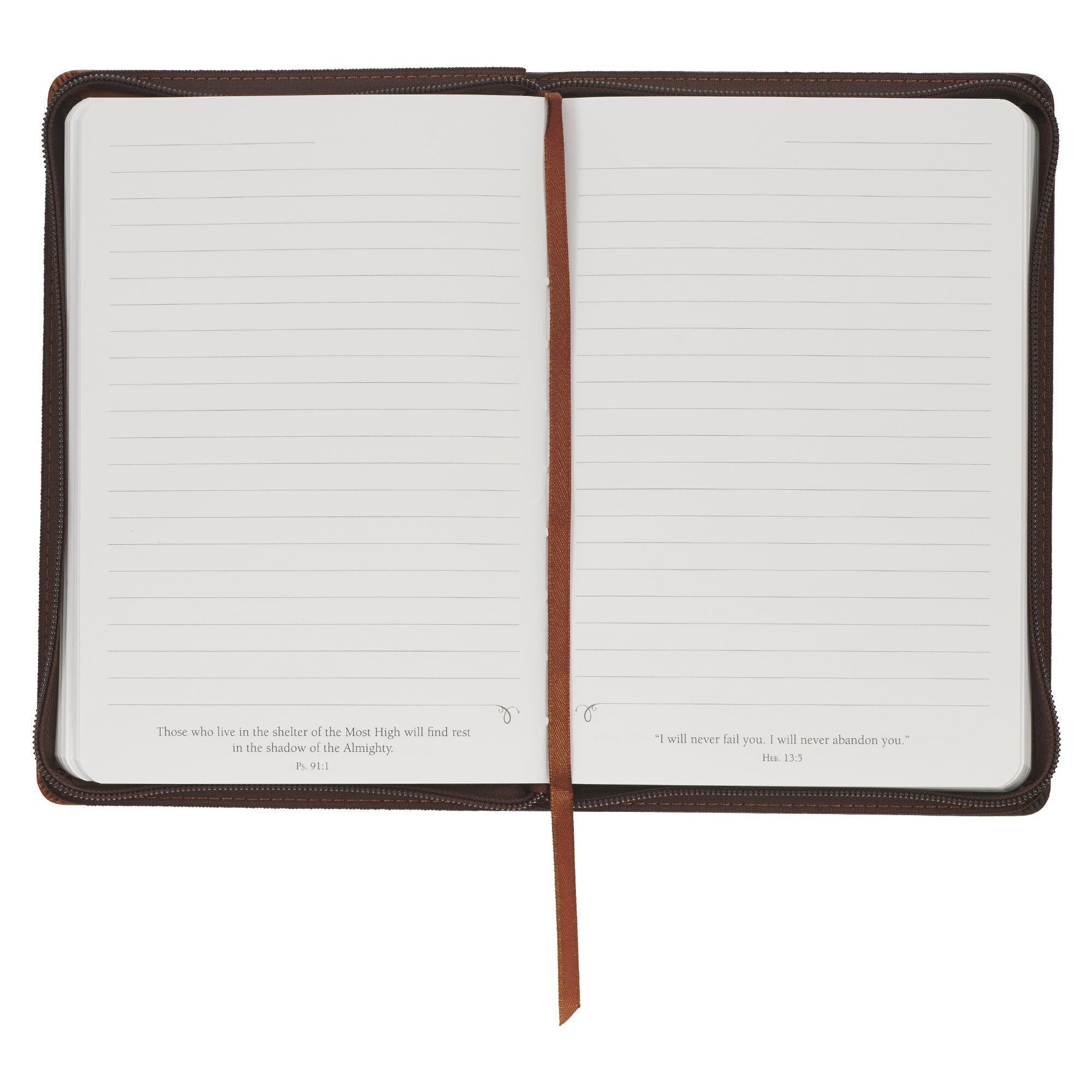 With God All Things Are Possible Two-tone Brown Faux Leather Classic Journal with Zippered Closure - Matthew 19:26