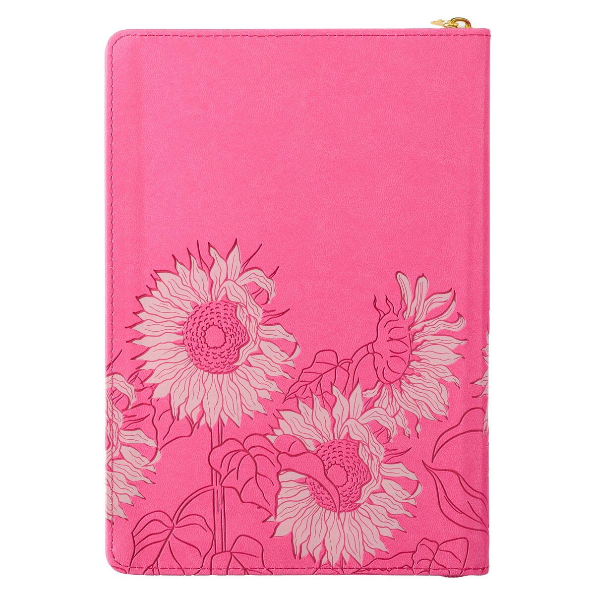 God Works For The Good Pink Sunflower Faux Leather Classic Journal with Zippered Closure - Romans 8:28